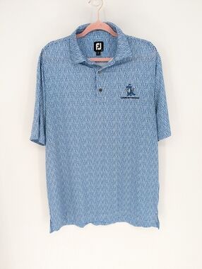 Footjoy FJ Polo Shirt Men's LBlue Geometric Gator Invitational Golf Performance